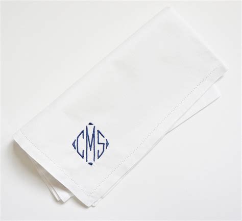 Men's Monogrammed Handkerchiefs - Classic Diamond Font Embroidered ...