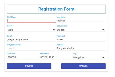 Angular Material: Simple Registration Form