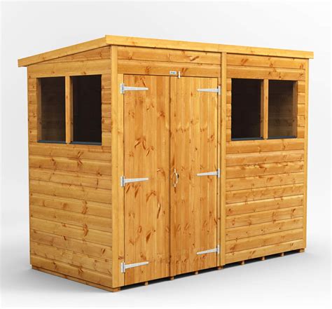 POWER | 8x4 Pent Garden Sheds | 8 x 4 Wooden Shed | Double Doors ...