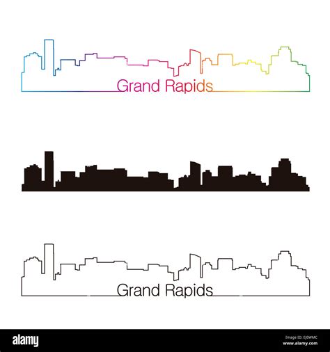 Grand Rapids skyline linear style with rainbow Stock Photo - Alamy