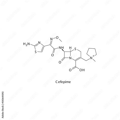 Cefepime flat skeletal molecular structure 4th generation Cephalosporin ...