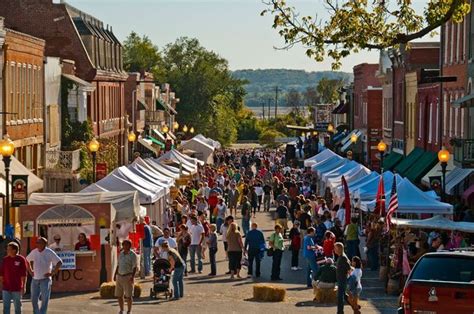 Vendors line the streets in the historic shopping district of Weston MO ...