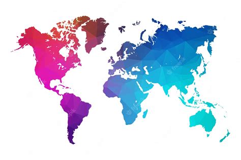 Premium Vector | World map colorful vector in polygonal colorful style