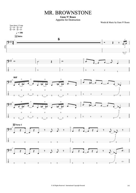 Mr. Brownstone Tab by Guns N' Roses (Guitar Pro) - Full Score | mySongBook