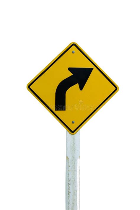 Turn Right Arrow Traffic Sign Isolated on White Background Stock Photo - Image of black ...