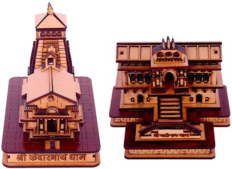 Buy Will and Weaves Wooden Kedarnath Temple with Badrinath Temple Miniature 3D Kedarnath Mandir ...