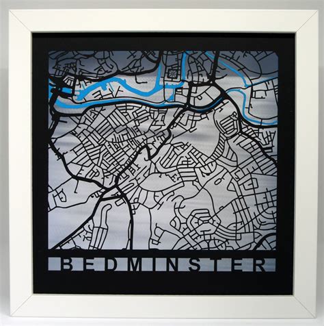 Bedminster Bristol Laser Cut Map White Frame Black and White Local Wall Art Choose Colours - Etsy