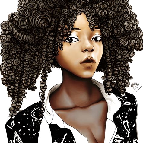 Garota negra com um afro no estilo anime 4K · Creative Fabrica