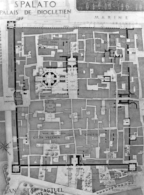 Plan of the Palace of Diocletian by Ernest Hébrard (North-South ...