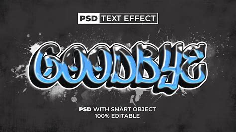 Premium PSD | Goodbye text effect graffiti style Editable text effect