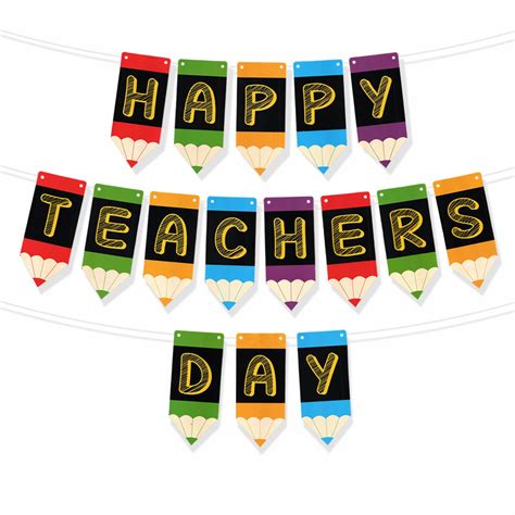 Buy Rozi Decoration Happy Teachers Day Pen Theme Hanging Banner Decorations for Classroom ...