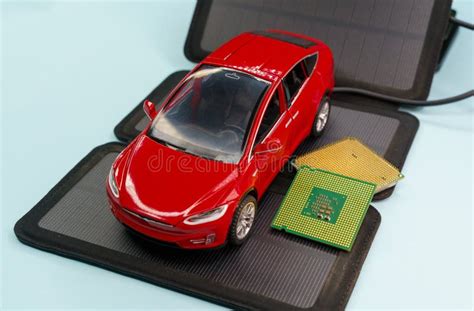 Solar Powered Electric Car and Charging Concept. Stock Photo - Image of ...