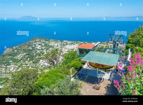 Chairlift leading to the Monte Solaro at Italian island Capri Stock ...