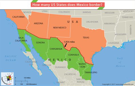 How Many US States Does Mexico Border? - Answers | Usa map, Mexico map, Map