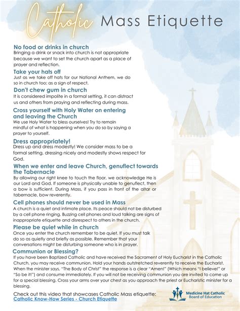 Catholic Mass Etiquette | Medicine Hat Catholic Board of Education