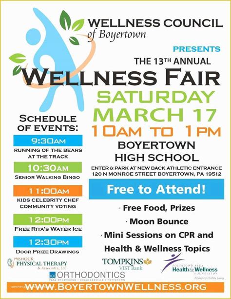 Health Fair Flyer Template Free Of Wellness Fair Boyertown Pa | Heritagechristiancollege