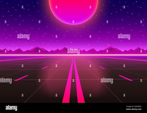 The road to infinity at sunset. Vector illustration Stock Vector Image & Art - Alamy