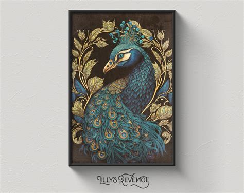 Art Nouveau Peacock Art Print Jewel Tone Decor Peacock Wall Art Art ...