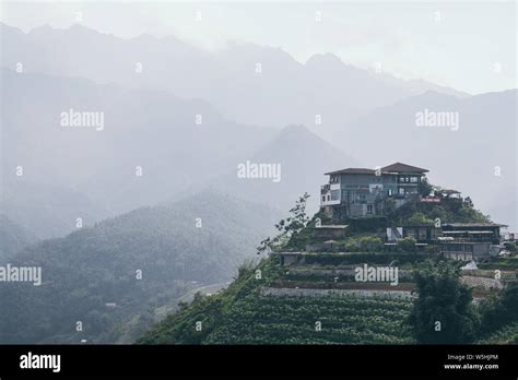 Sapa, Vietnam - May 2019: Rice terraces of Sa pa with house on the hill ...