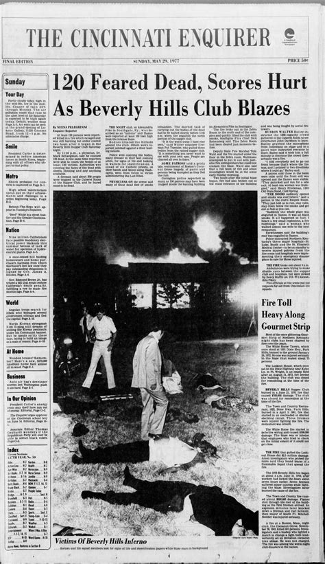 Beverly Hills Supper Club fire | Enquirer historic front pages from May ...