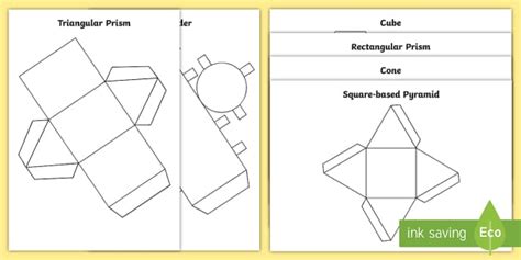 3D Shape Nets KS1 Worksheet / Worksheets (teacher made)