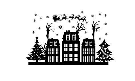 Christmas Village Silhouette 2 Graphic by st · Creative Fabrica