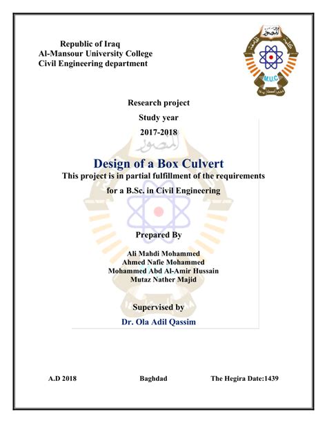 (PDF) Design of a Box Culvert