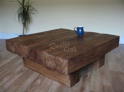 4 Beam Square Cofee Table | Oak coffee table, Rustic oak coffee table ...