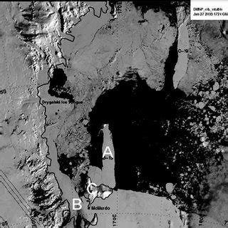 Satellite image from 27 January 2003 Showing location of the B-15 ...