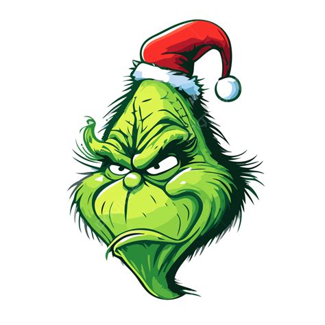 New Grinch Vector, Sticker Clipart The Grinch Wearing Santa Hat Cartoon ...