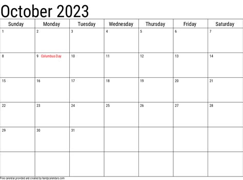 Free Printable October 2023 Calendar With Holidays - Free Printable ...