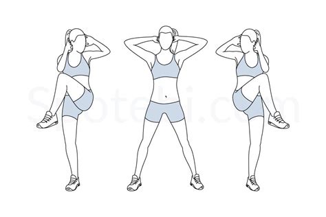 Standing Criss Cross Crunches | Illustrated Exercise Guide | Workout guide, Crunches workout ...