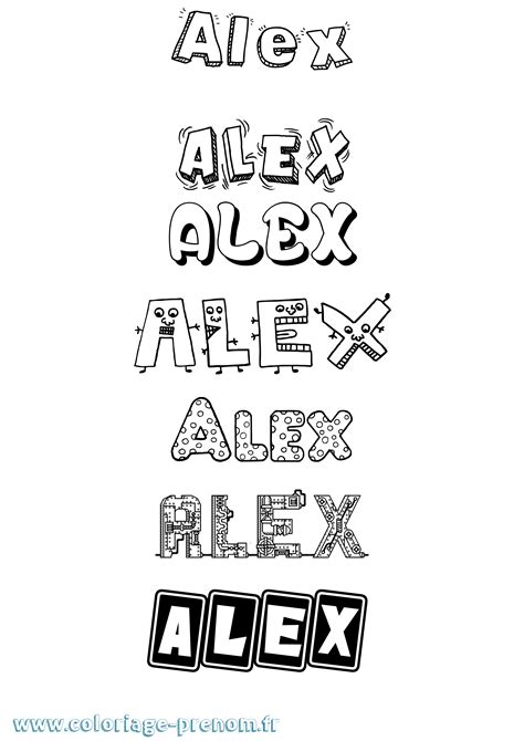 Coloriage du prénom Alex : à Imprimer ou Télécharger facilement