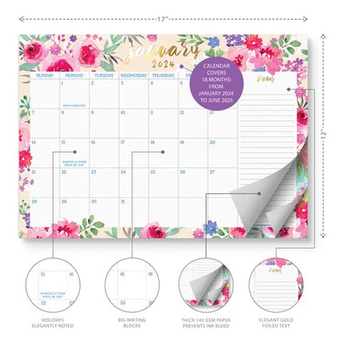 2024-2025 Watercolor Floral Desk Calendar – Sweetzer & Orange