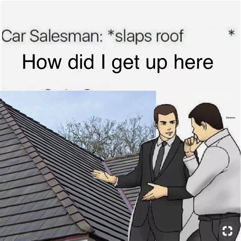 Car salesman: *slaps roof* How did I get up here | Car salesman memes ...