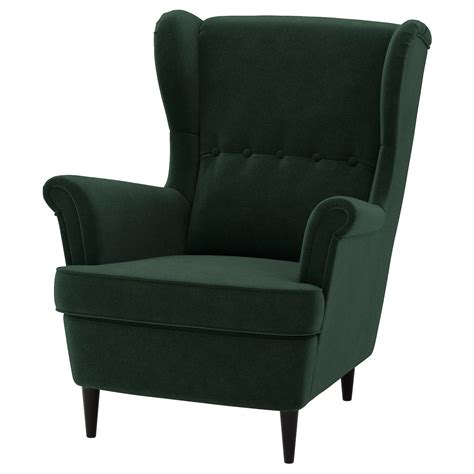 Wing chair, STRANDMON, dark green - IKEA