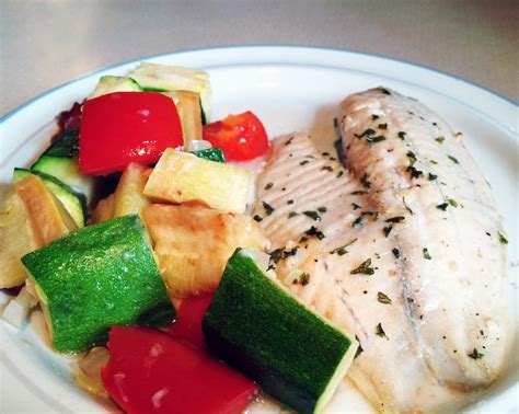 Broiled Tilapia with Parmesan Roasted Vegetables by Lauren Hardy