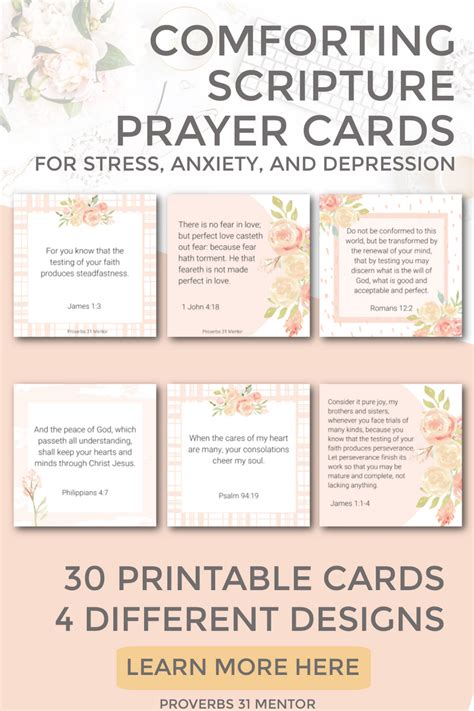 Comforting Scripture Prayer Cards for Stress, Anxiety, and Depression ...