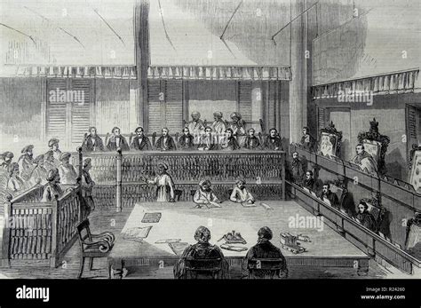 Engraving depicting the interior of the Madras Supreme Court. Located ...