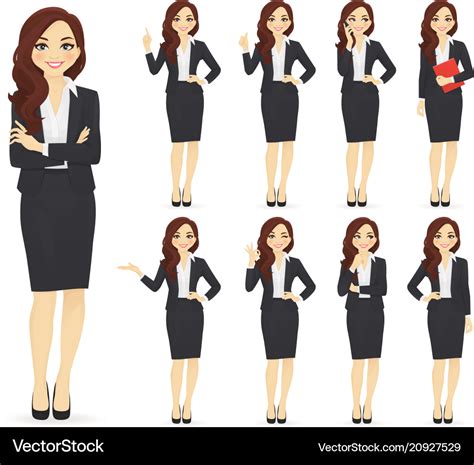 Businesswoman character set Royalty Free Vector Image