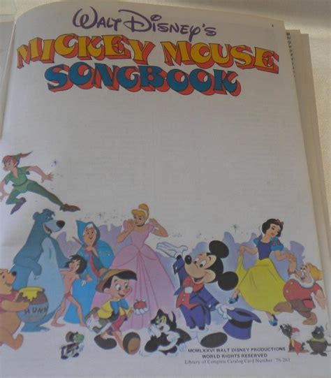 Vintage Disney Music 1976 Mickey Mouse Songbook Piano Guitar Disneyana ...