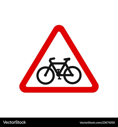 Red triangle bicycle road sign Royalty Free Vector Image