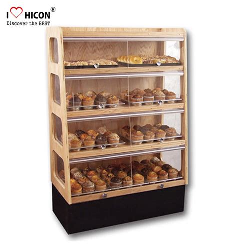 Custom Made Free Standing Food Retail Store Sliding Glass Wood Bakery Bread Cake Display Cabinet ...