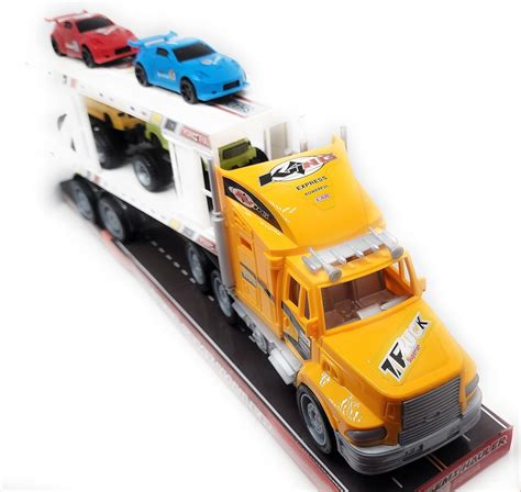 Amazon.com: Toy Truck Transport Car Carrier - Toy Truck Includes 4Toy Cars – Turbo Carrier Truck ...