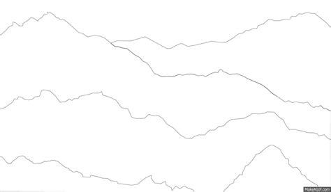 a line drawing of mountains with no clouds in the sky and one mountain on top