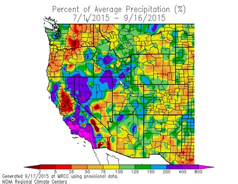 Western Regional Climate Center map of the percentage of normal ...