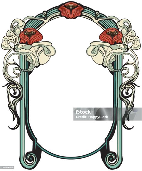 Red Poppy Frame Stock Illustration - Download Image Now - Art Nouveau, Border - Frame, Flower ...