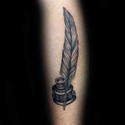 50 Quill Tattoo Designs For Men - Feather Pen Ink Ideas