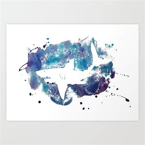 Shark Art Print by Vanishing Fin | Society6