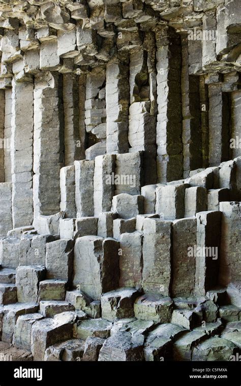 Basalt columns inside Fingal's Cave, Staffa, Scotland, UK Stock Photo ...